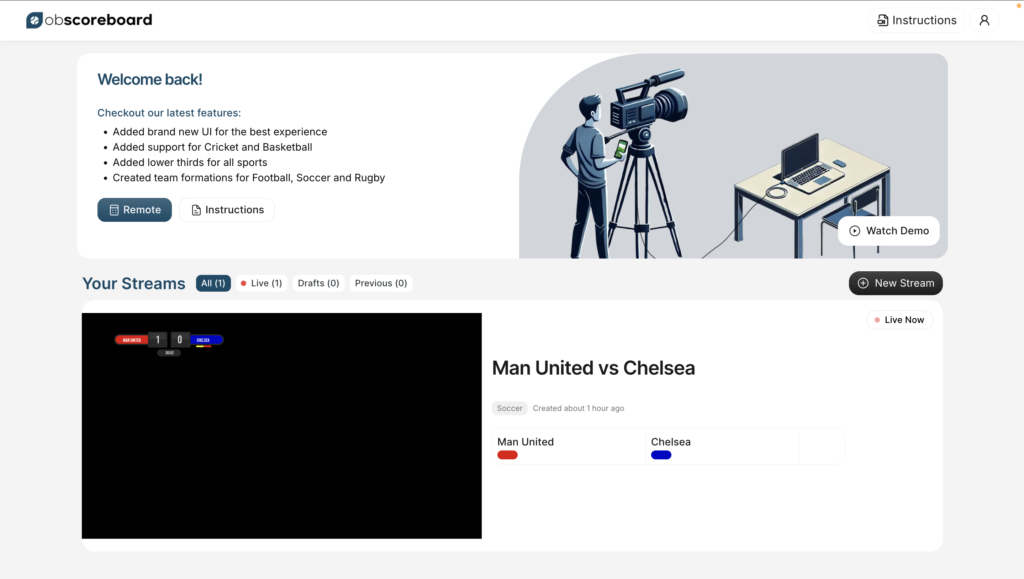 preview of obscoreboard dashboard